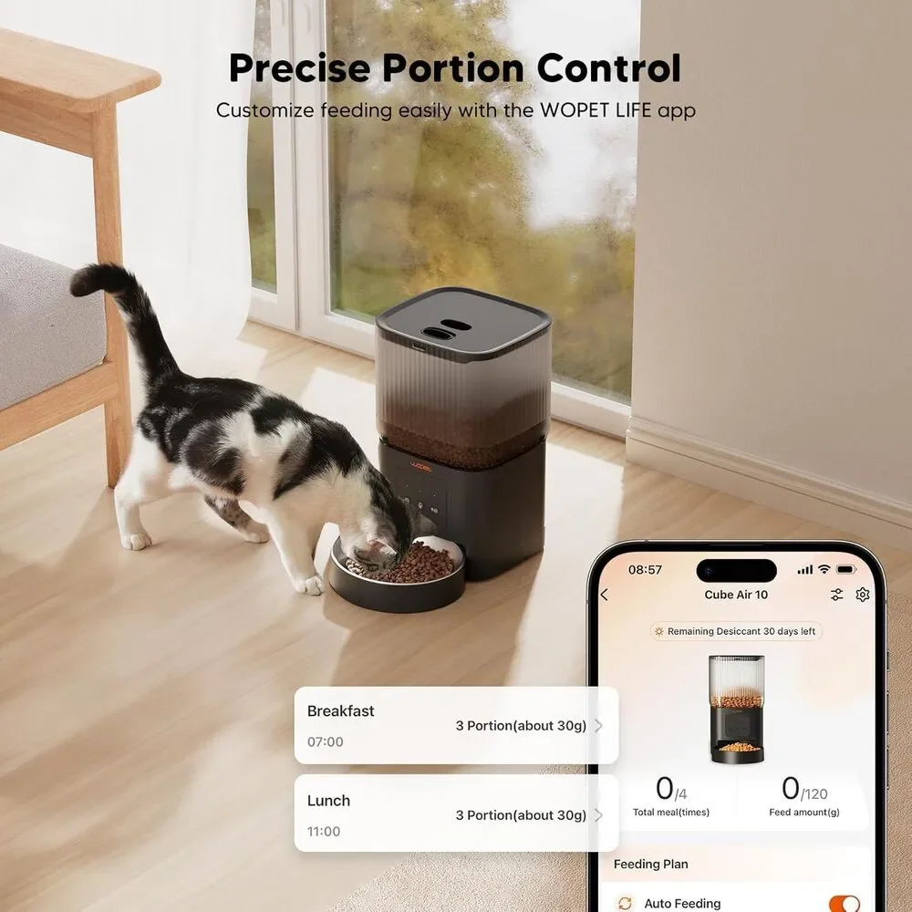 WOPET Automatic Cat or dog Feeder, WiFi with APP Control for Remote Feeding,